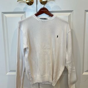 Polo by Ralph Lauren 100% cotton Medium white crew neck sweater pit2pit23” new